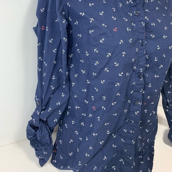 Tommy Hilfiger Anchor Collared Button Up Blouse - Picture 2 of 5